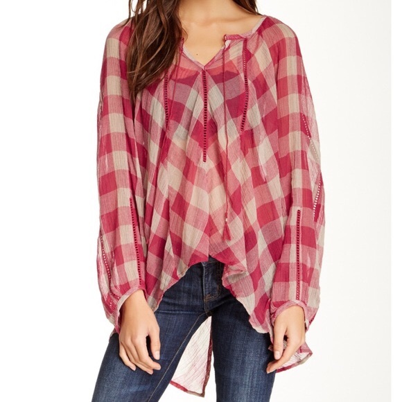 Free people flowy checkered top small - Picture 1 of 8